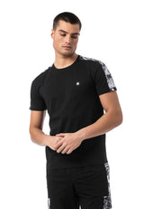 Erkek Regular Fit Desenli Kol Detaylı Modern Tişört CT817