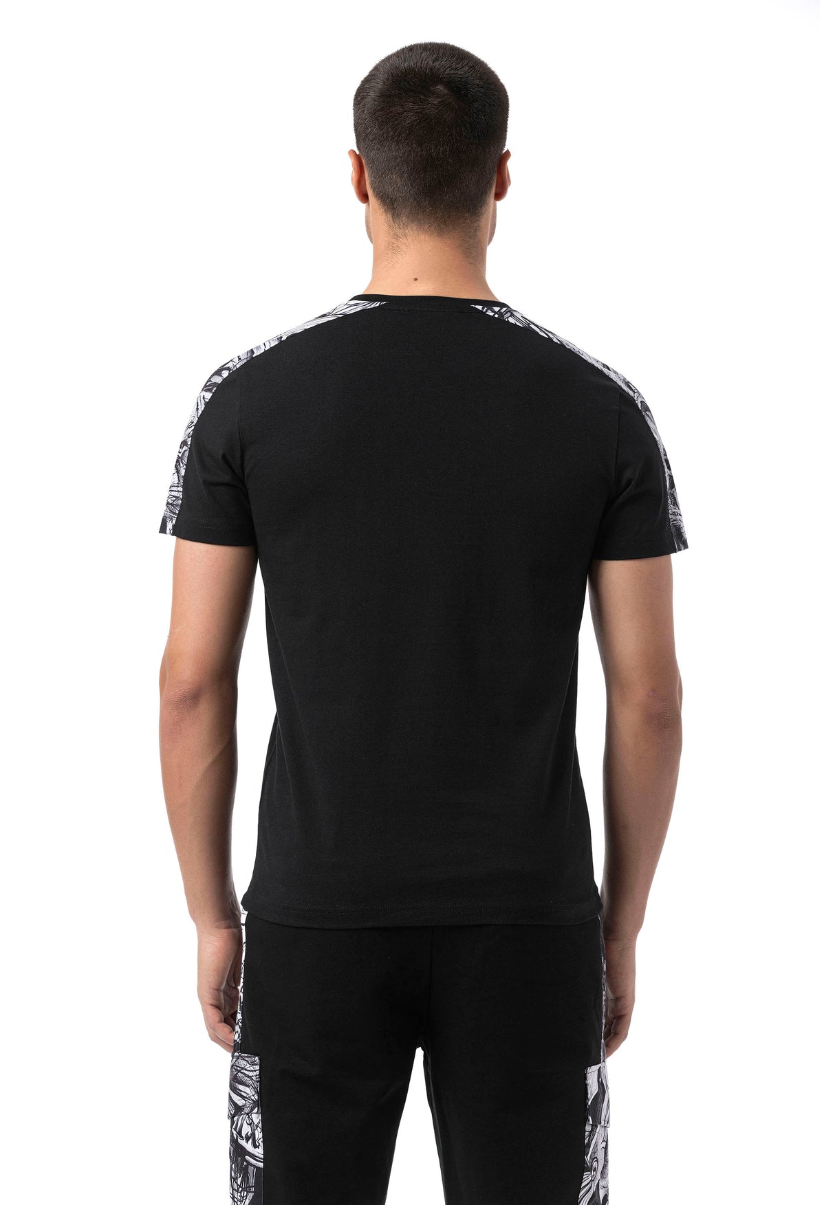 Erkek Regular Fit Desenli Kol Detaylı Modern Tişört CT817
