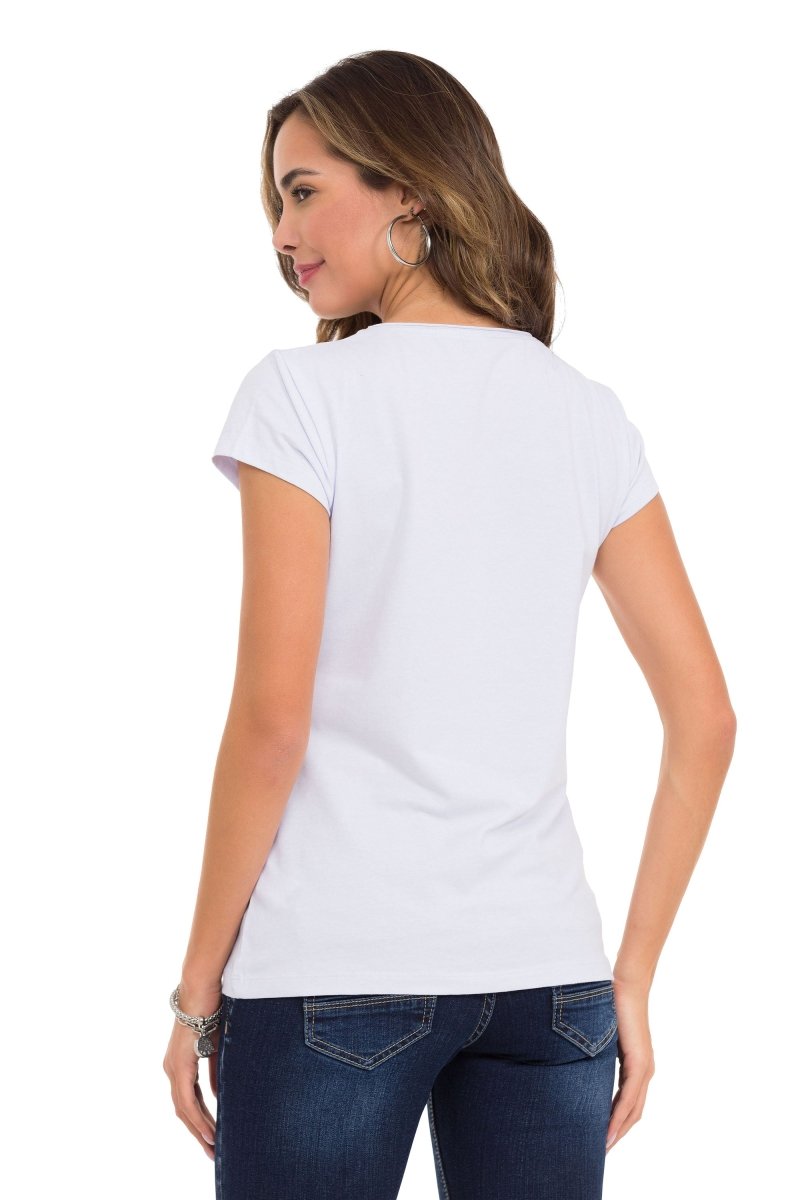 WT366 Futurist Taşlı Kadın Tişört