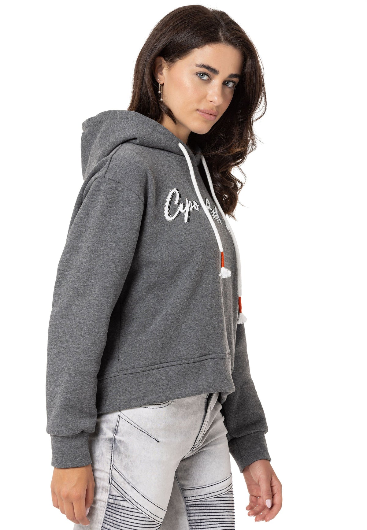 Kadın Basic Grafik Baskılı Uzun Kollu Sweatshirt WL351