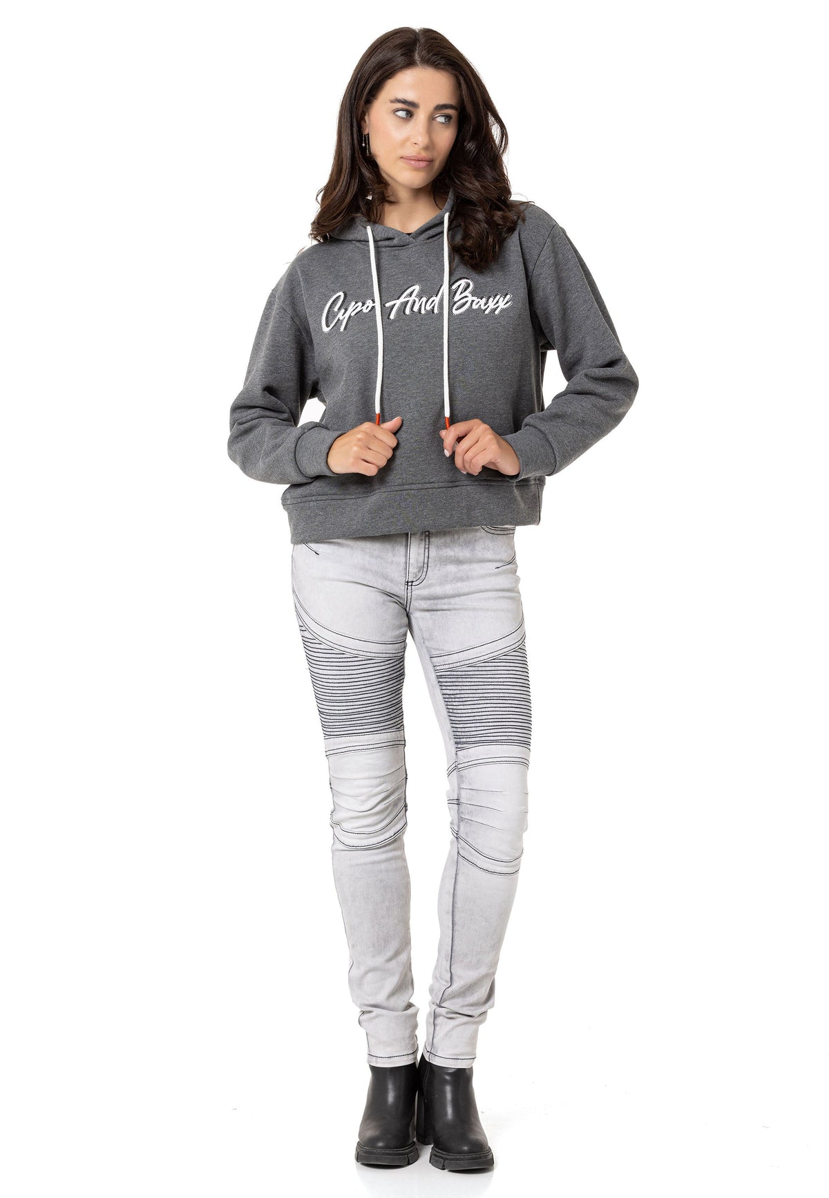 Kadın Basic Grafik Baskılı Uzun Kollu Sweatshirt WL351