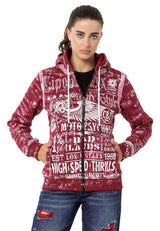 Kadın Grafik Baskılı Kapüşonlu Fermuarlı Sweatshirt WL352