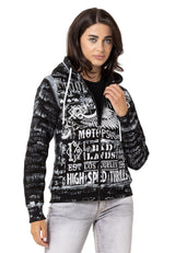 Kadın Grafik Baskılı Kapüşonlu Fermuarlı Sweatshirt WL352