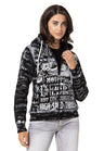 Kadın Grafik Baskılı Kapüşonlu Fermuarlı Sweatshirt WL352