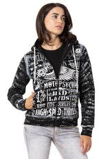 Kadın Grafik Baskılı Kapüşonlu Fermuarlı Sweatshirt WL352
