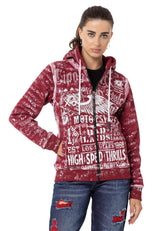 Kadın Grafik Baskılı Kapüşonlu Fermuarlı Sweatshirt WL352