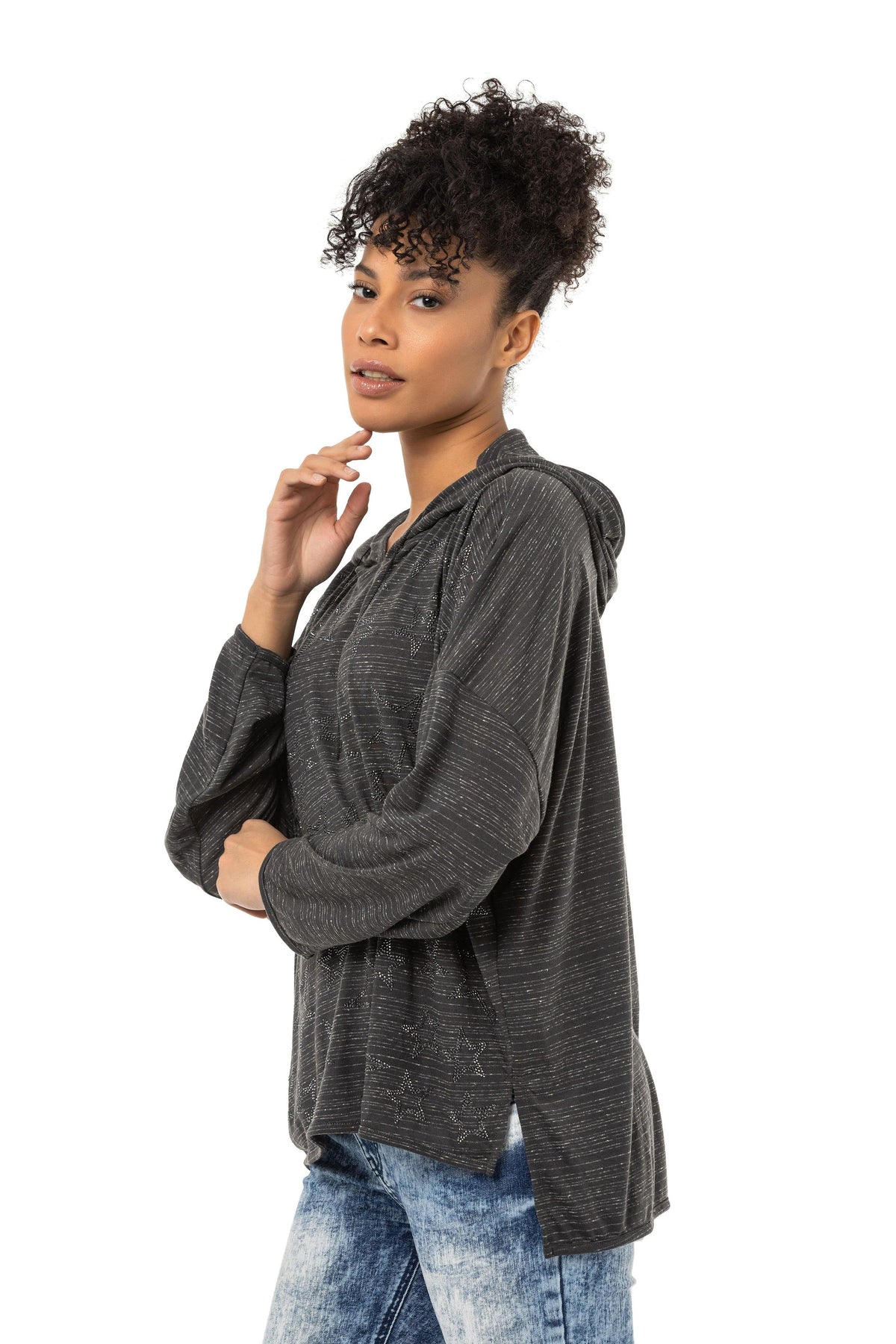 Kadın Modern Tasarımlı Uzun Kollu Günlük Sweatshirt WL357