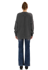 WL371 Kadın Büyük Beden Sweatshirt – Dokulu desen ve dikiş detaylarına sahip bol kesim kazak