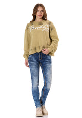 Kadın Modern Tasarımlı Günlük Uzun Kollu Sweatshirt WL375