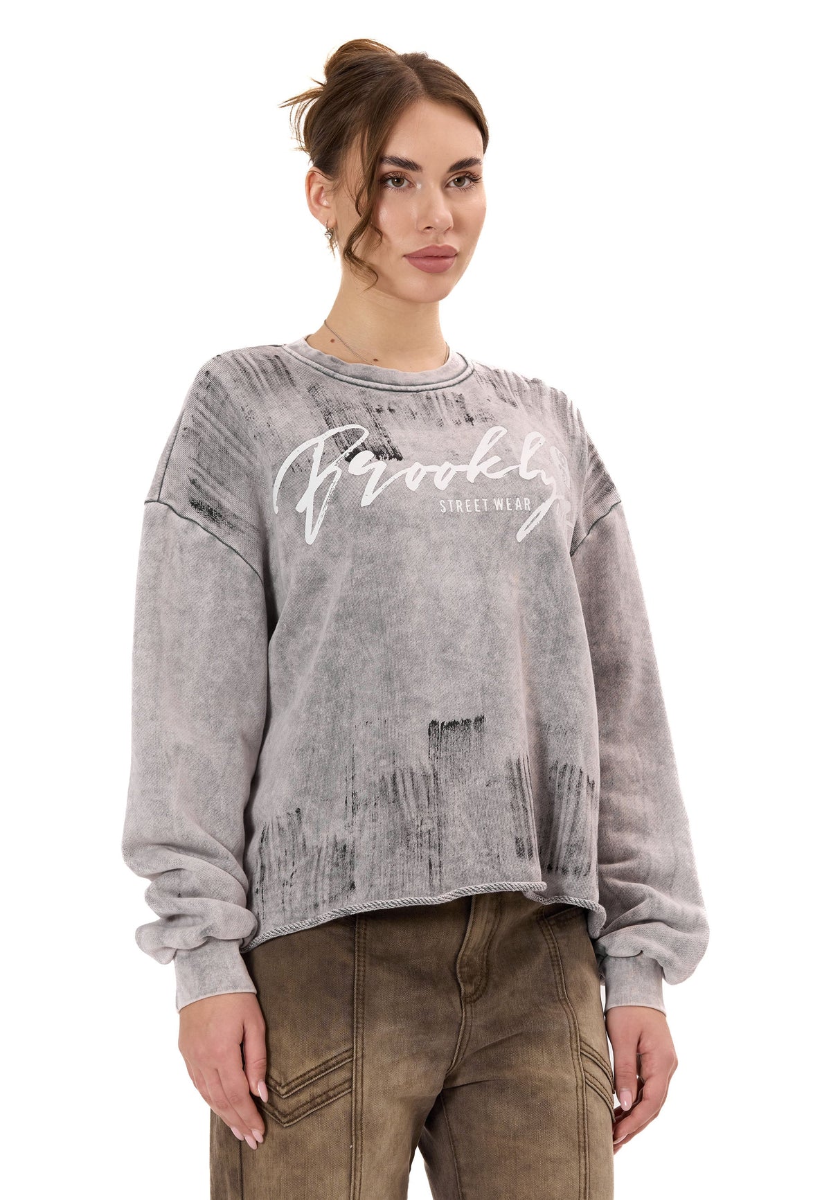 Kadın Modern Tasarımlı Günlük Uzun Kollu Sweatshirt WL375