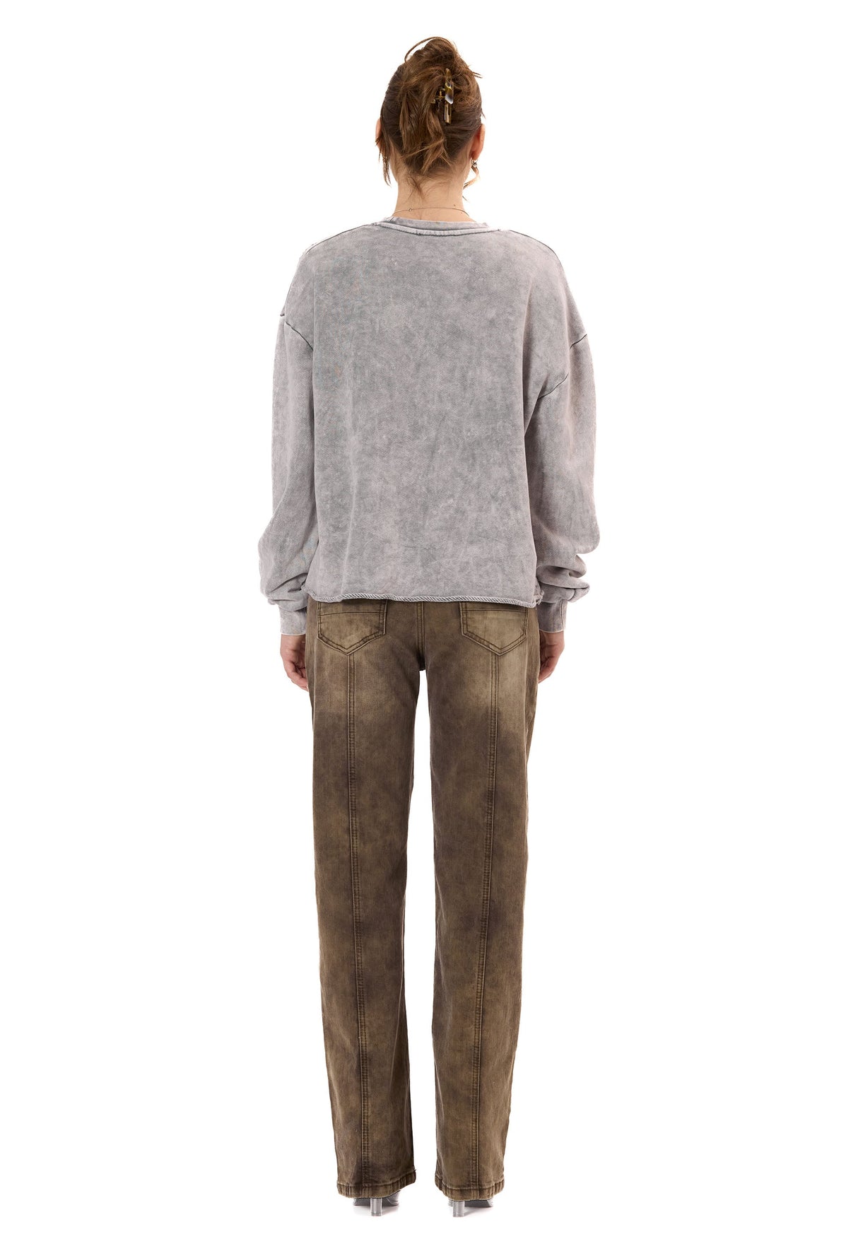 Kadın Modern Tasarımlı Günlük Uzun Kollu Sweatshirt WL375