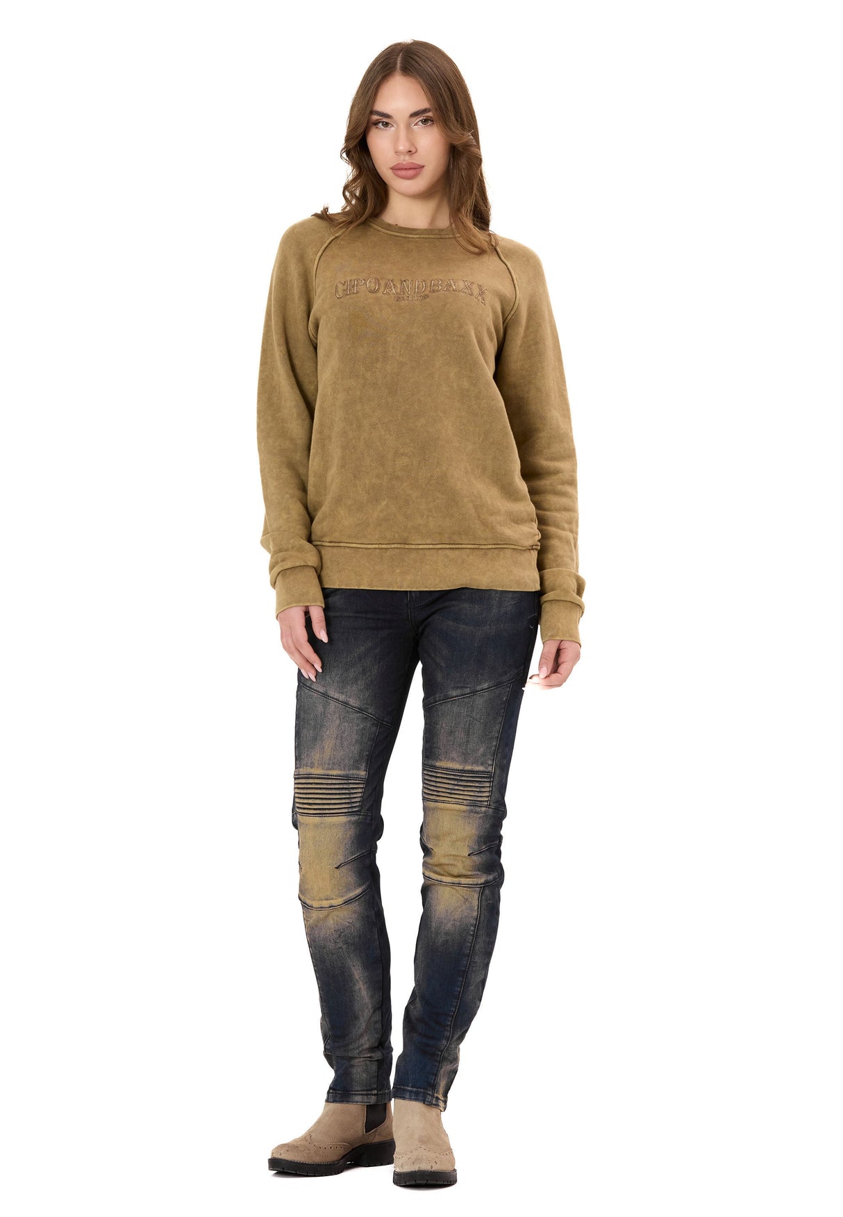 Kadın Sweatshirt Modern Tasarımlı Uzun Kollu Günlük Sweatshirt WL381