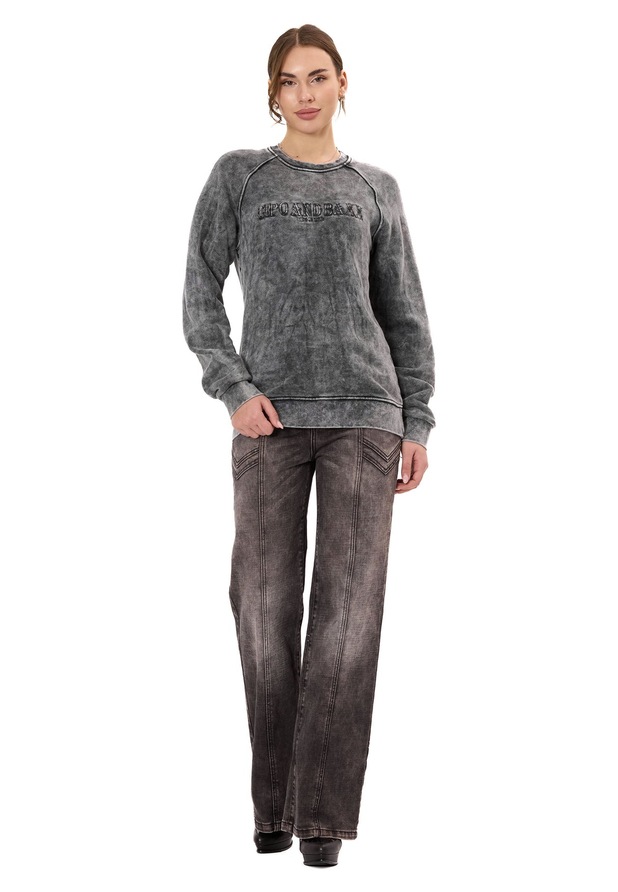 Kadın Sweatshirt Modern Tasarımlı Uzun Kollu Günlük Sweatshirt WL381
