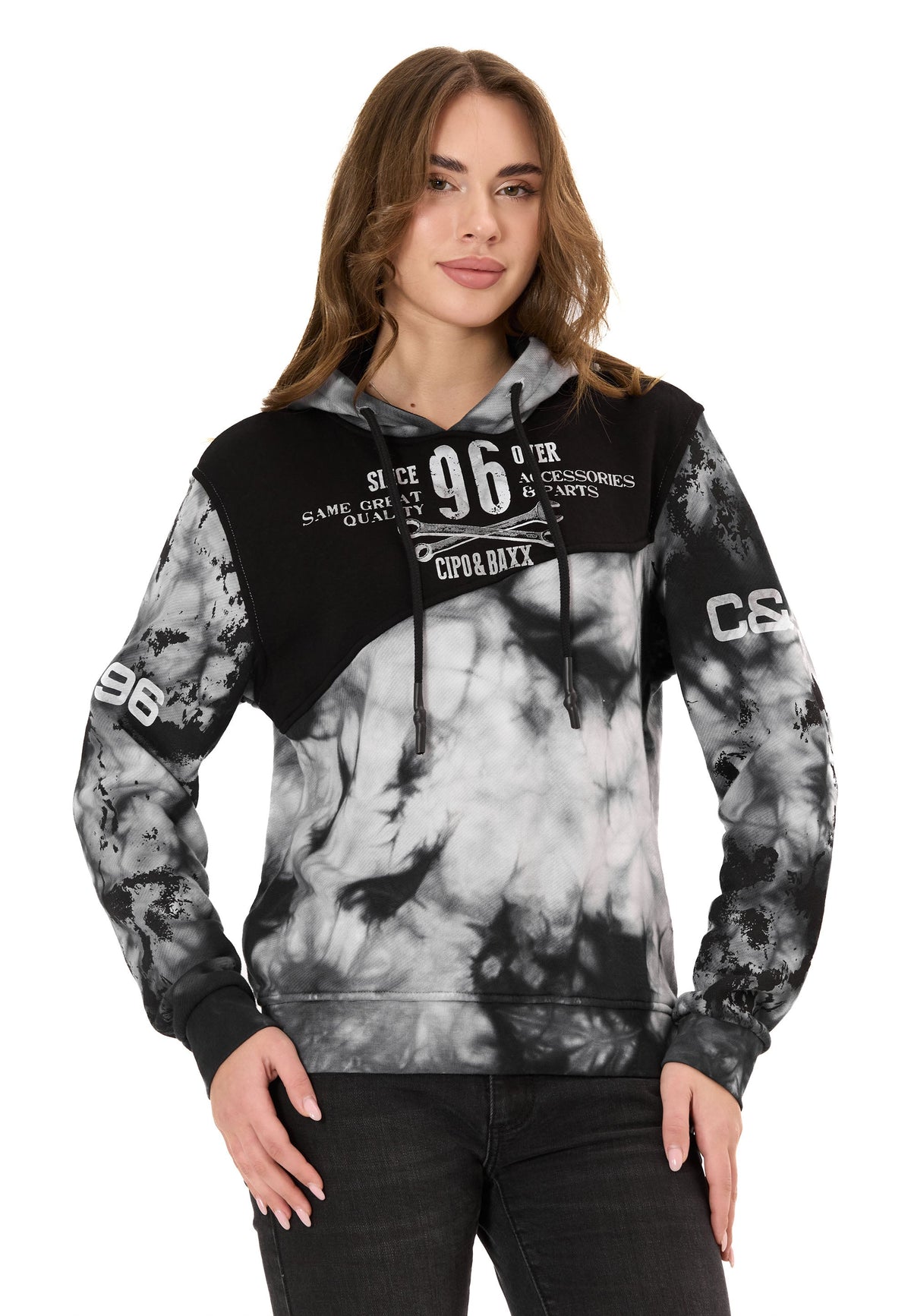 Kadın Kapüşonlu Sweatshirt – Batik desenli WL382
