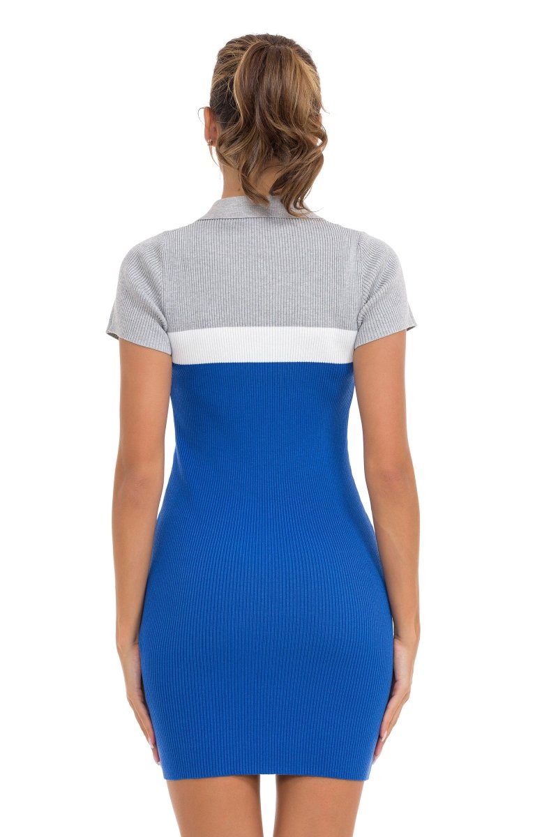 Kadın Polo Yaka Örme Mini Triko Elbise - WP256