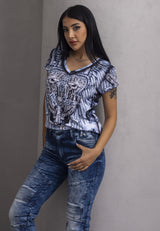 WT384 – Women’s Bold Pattern Street Chic Tee