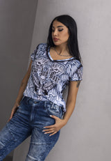 WT384 – Women’s Bold Pattern Street Chic Tee